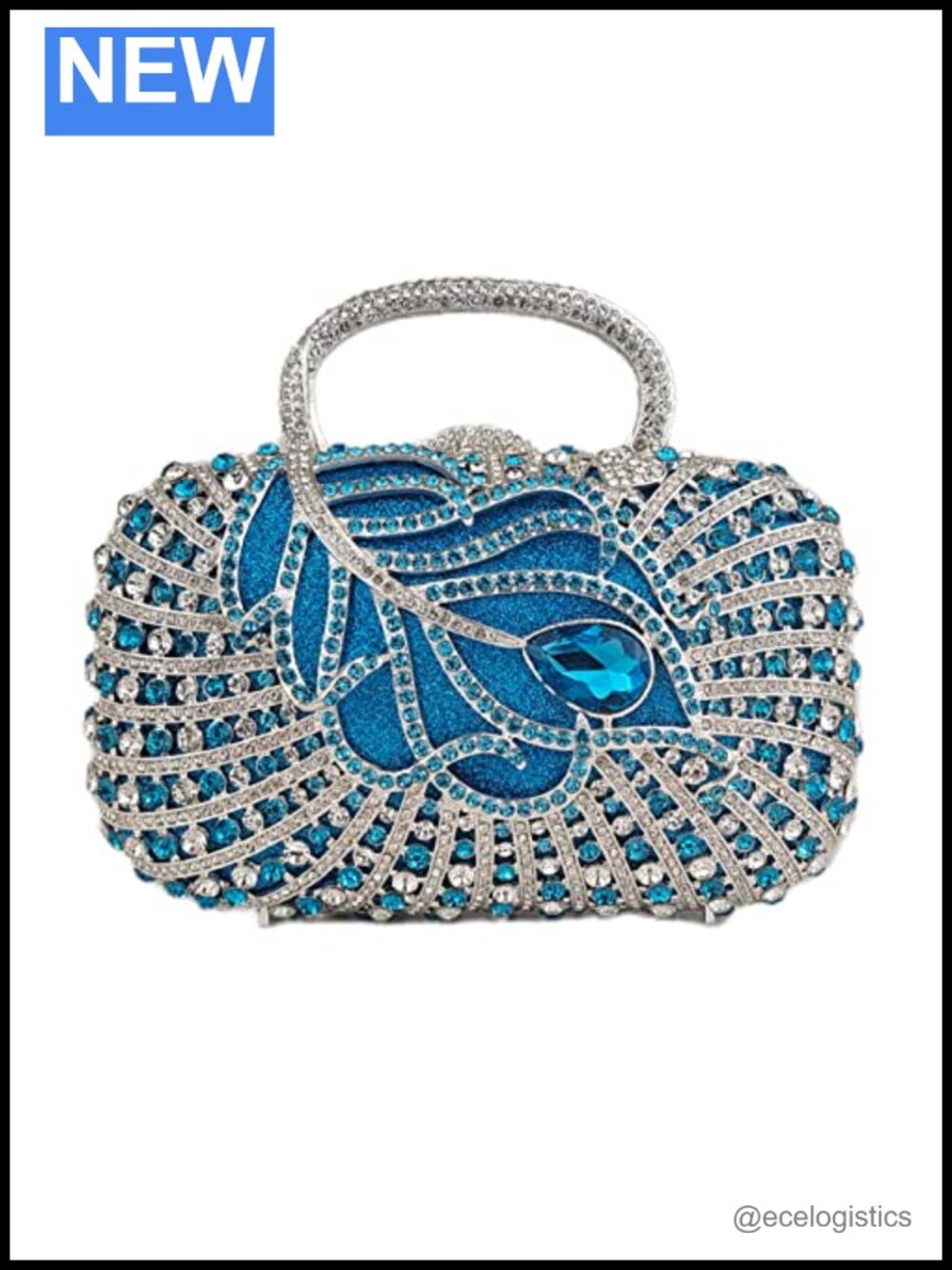 Crystal Rhinestone Clutch Evening Bag Wedding Party Wristlet Chain